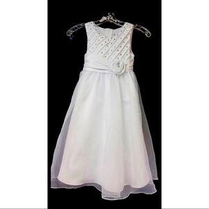 Girls White Dress 7 | Bridal Flower Girl Dress 7  | Special Occasion